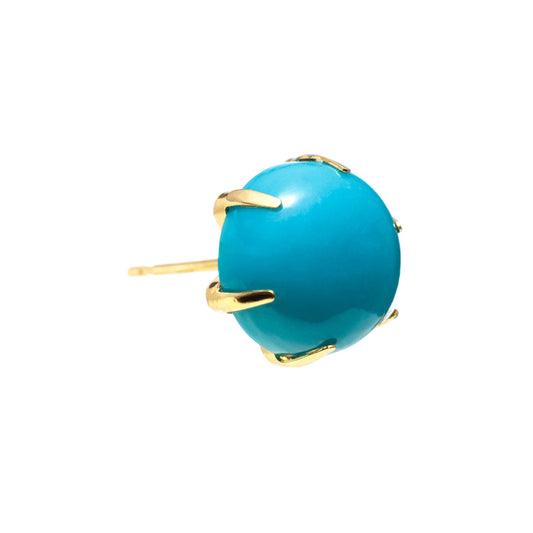 Kofu Artisan | K18 Large 1.ct Turquoise Circle Single Stud 'Iris'