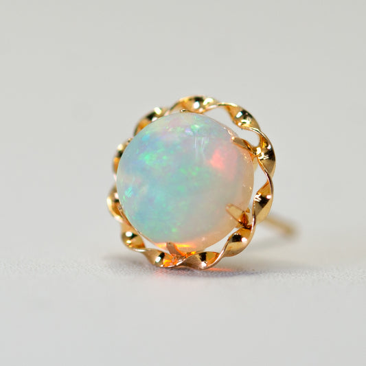 Kofu Artisan | K18 Opal Milgrain Circle Stud 'Iris'