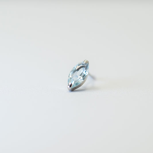 Kofu Artisan | PT900 Aquamarine Marquise Single Stud 'Selene'