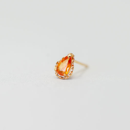 Kofu Artisan | K18 Spessartine Garnet Single Stud 'Hera'
