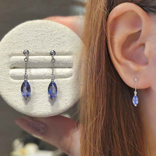 Kofu Artisan | K18WG Tanzanite & Diamond Dangle Single Earring 'Selene'