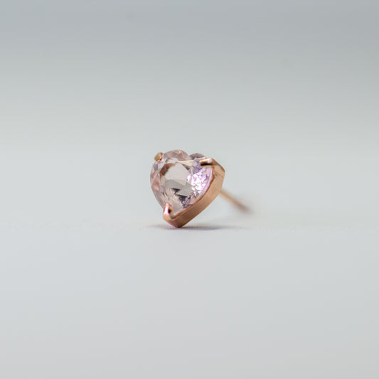 Kofu Artisan | K18PG Morganite Heart Single Stud 'Artemis'